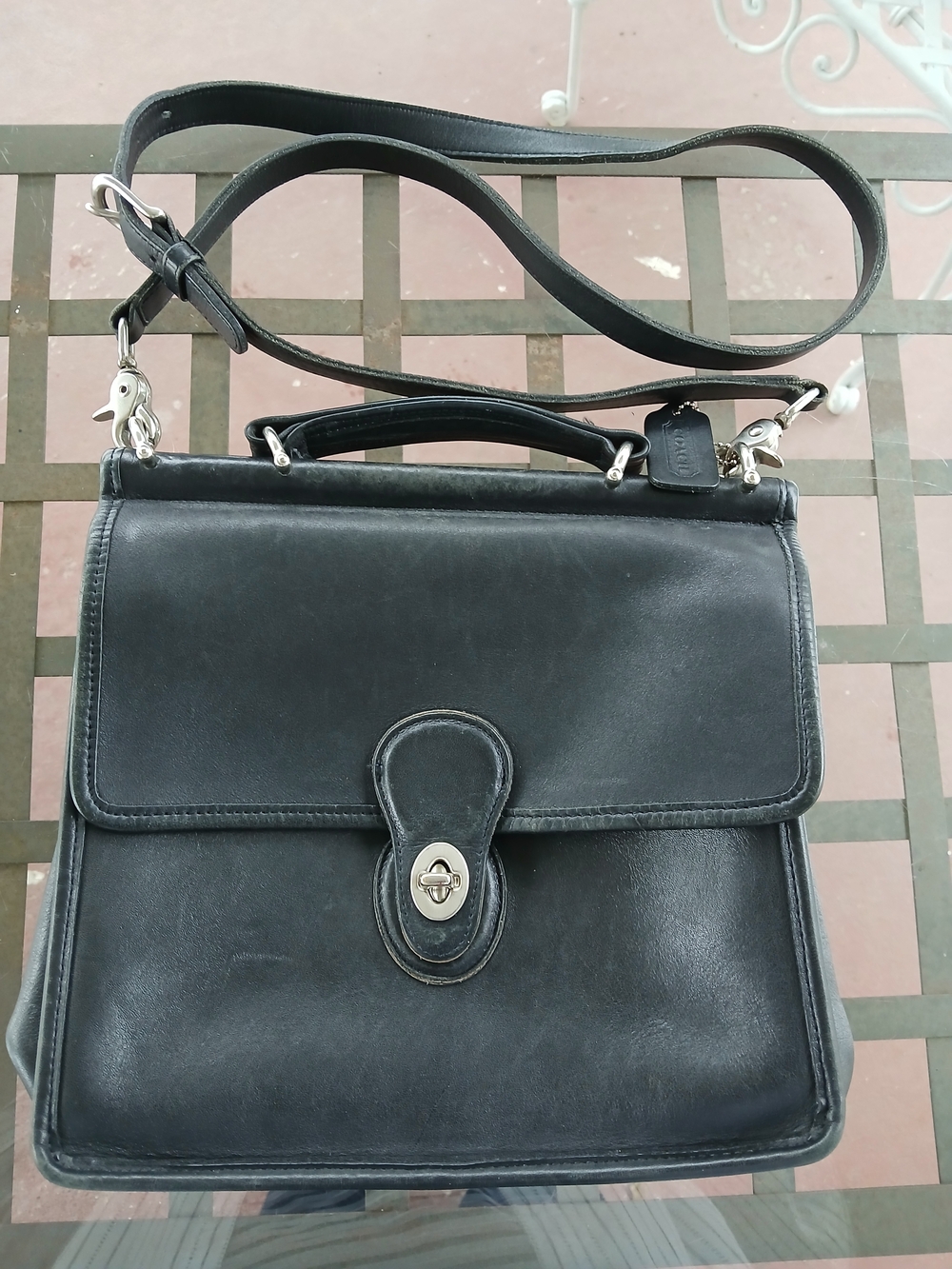 Coach Black Leather Top-Handle Crossbody Willis